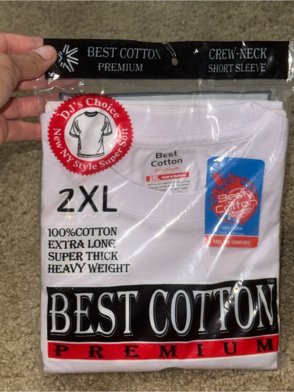 Best Cotton Premium White Heavyweight Crew Neck T-Shirt 2XL New